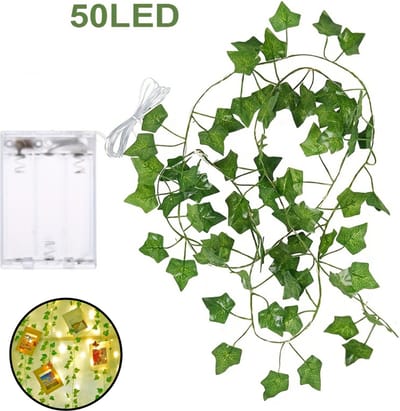 Nivard Klimop Slinger - Met Led Lichtjes - Met Lichtjes - Klimop Kunstplant - Hangplant Kunstplanten - Fairy Lights - String Lights - Bedroom - Nep Klimop - 5 Meter
