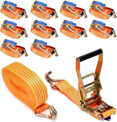 10 stuks 5000 kg 10 m spanbanden - professionele ladingbeveiliging - sjorbanden vrachtwagen aanhanger - oranje Spanbanden met ratel