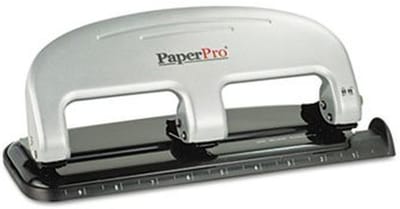 Stevige 3-gaats pons voor papier, 20 vellen capaciteit, zwart en zilver