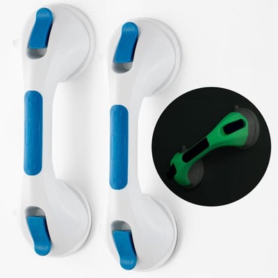 Suction Cup Douchegids Stang Set met Glow in the Dark, 31CM Blauw, Super Sterke Badkamer Veiligheidsbeugel, Maximaal Houdvermogen 110KG, Antislip en Eenvoudige Installatie
