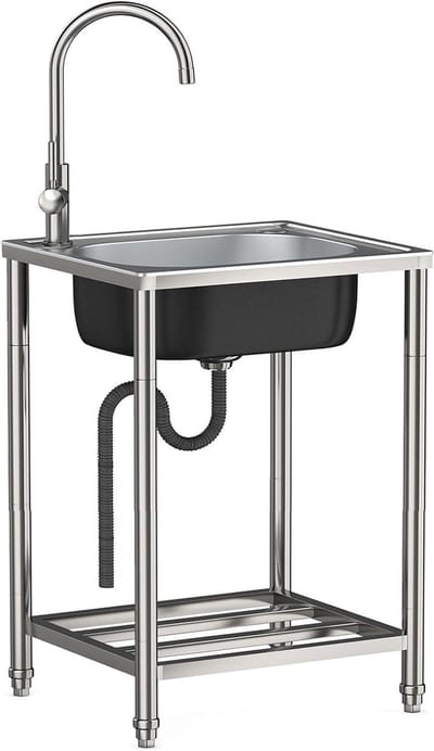 Vrijstaande Spoelbak - Keukengootsteen Onderstel - Buiten Koken - Verstelbare Poten - 82 x 38 x 33 cm - Zilver