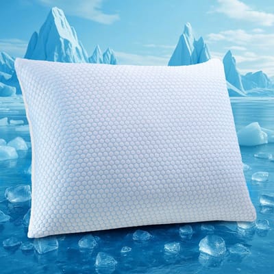 UNIKOME Cooling Pad, 50 x 70 cm, Double-Sided Memory Foam Pillow, Removable Cooling / Cooling Pad, Blue, for Summer/Autumn, White, for Winter/Spring, Oeko-Tex