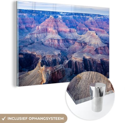 ® Glasschilderij 180x120 cm - Schilderij acrylglas - De gekleurde rotsen omringen de Colorado rivier in Arizona - Foto op glas - Muurdecoratie woonkamer - Wanddecoratie slaapkamer - Schilderijen