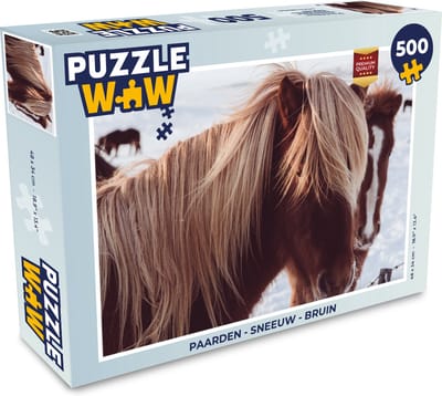 Puzzel Paarden - Sneeuw - Bruin - Legpuzzel - Puzzel 500 stukjes