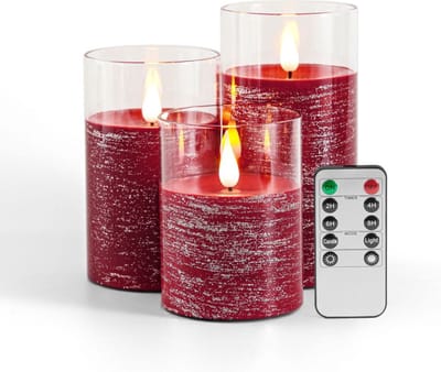 LED Kaarsen Rood – 3 Stuks Batterijkaarsen met Afstandsbediening en Timer – Valentijnsdecoratie