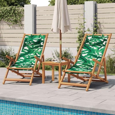 Strandstoelen 2 stuks - Tuinstoelen ligstoelen - Buiten ontspannen - 3-voudig verstelbaar - Inklapbaar - Bladpatroon