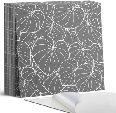 Coloray Plaktegels - Bladeren in een delicaat patroon Zelfklevende Tegels - 20 cm x 20 cm - Grijs Plaktegels - 20 stuks - Vierkant PVC Tegels - Plaktegels Badkamer - Plaktegels Vloer - Vinyltegels Vloer Zelfklevend - Wandtegel Zelfklevend