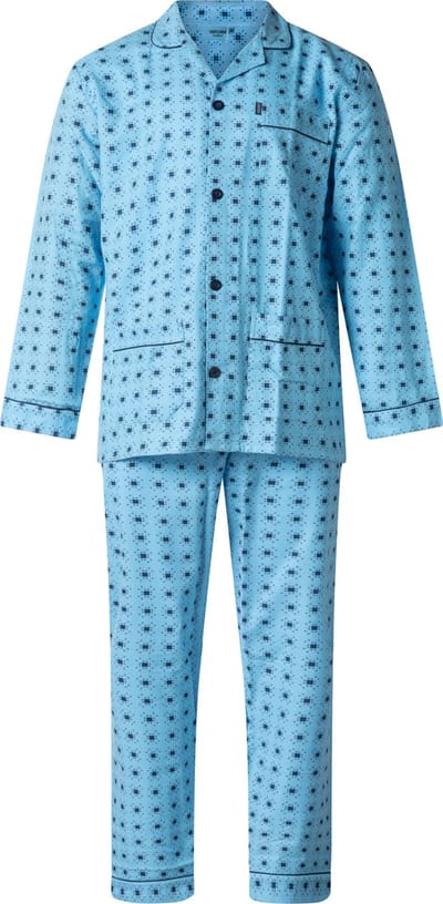 Gentlemen - warme klassieke heren pyjama 9443 met doorknoop - flanel - blauw - maat 48