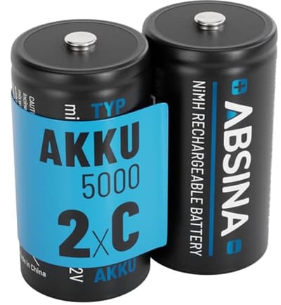 Oplaadbare Batterijen - Baby C Cellen - Apparaten Voeden - Lage Zelfontlading - 5000mAh 1.2V - Zwart