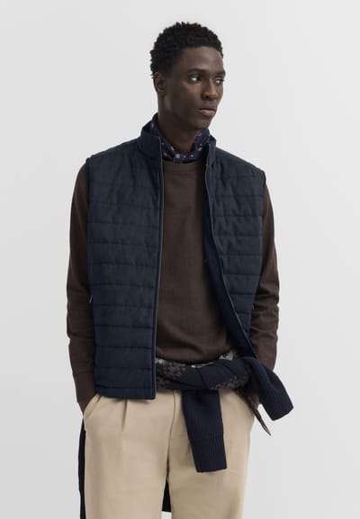 Bugatti Herren Vest Scuba met gewatteerd effect en troyerkraag