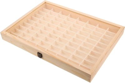Houten Kristallen Organizer - Steen Verzamelaar - Edelstenen Ordenen - Vakken Bescherming - 445 cm - Beige