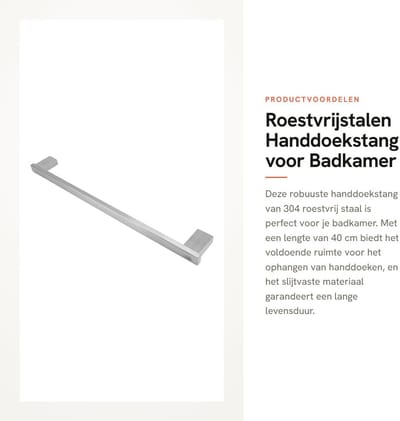 Dailygoods- Handdoekstang 40 Cm - Roestvrij Staal - Multifunctioneel - Handdoekhouder - Badkameraccessoires - Slijtvaste Fittingen - Ruimtebesparend Ontwerp - Handdoekrail