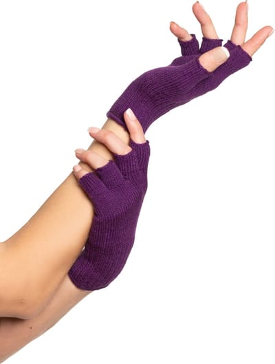 Partychimp Vingerloze Handschoenen voor bij Carnavalskleding Dames Carnaval Accessoires Verkleedkleren Volwassenen - Paars- Katoen/Polyamide/Elastaan - One-Size