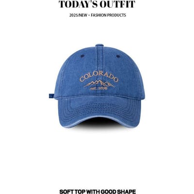 Lente en Zomer Nieuwe Stijl Heren en Dames Dagelijks Casual Veelzijdig Letter Trendy Merk Hoed Blauwe Wassing Denim Baseballpet blue