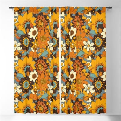 3D Europese Vintage Bedrukte Plafondgordijnen 2 Panelen Huis Woonkamer Slaapkamer Ruimte Balkon Raam Decoratieve Stijl Gordijnen 60W60H(CM)X2&HOOK orange