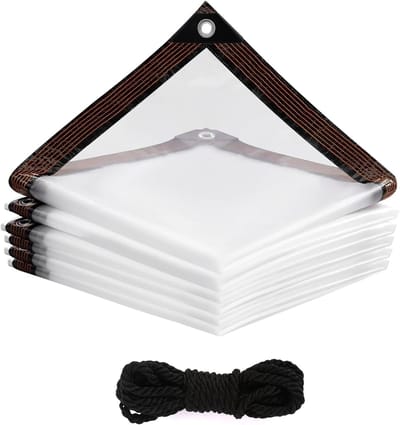 Waterdicht Transparant Afdekzeil 2 x 2 m met Oogjes en Bindtouw - PE Dekzeil voor Tuin, Balkon, Camping en Planten