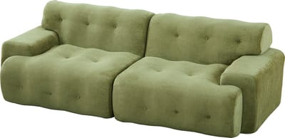 REDOM - 2-Zitsbank - Brede Armleuningen En Knopen - Modern - Voor Woonkamer - Chenille - Groen - 224 X 104 X 66 Cm