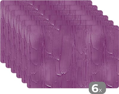 Placemat - Placemats kunststof - Patronen - Verf - Paars - 45x30 cm - 6 stuks - Hittebestendig - Anti-Slip - Onderlegger - Afneembaar