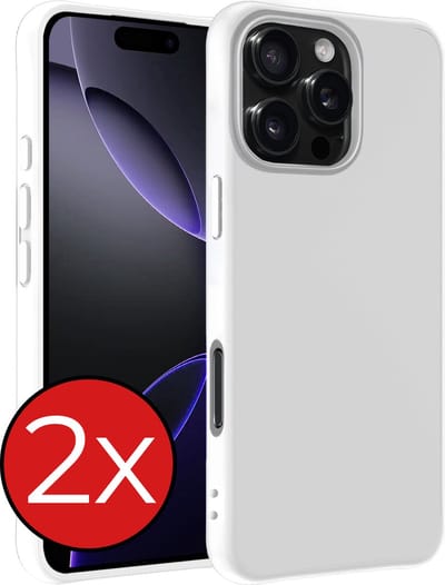 Hoesje - 2 Stuks - Geschikt voor Apple iPhone 16 Pro - Sterk & Shockproof - Telefoonhoes - Back Cover - Case Siliconen - Telefoon Hoes - Wit