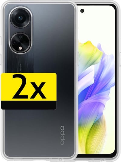 Hoesje - 2 Stuks - Geschikt voor OPPO A98 - Sterk & Shockproof - Case Siliconen - Back Cover - Telefoon Hoes - Telefoonhoesjes - Transparant
