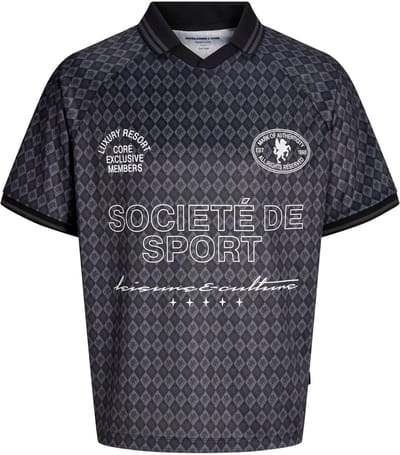 JACK&JONES - JCOCREST FOOTBALL MESH AOP POLO SS - Heren - Polo's