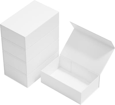 Witte geschenkdoos met magnetische sluiting 25,4x15,2x7,6 cm luxe stevig elegante verpakking voor cadeaus bruidsmeisjes