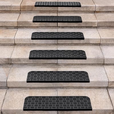 Rubberen Antislip Trapmatten voor Binnen en Buiten - Set van 10, 65 x 25 cm, Ideaal voor Veiligheid en Comfort