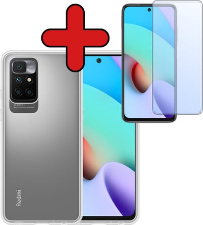 Hoesje - Met Screenprotector - Geschikt voor Xiaomi Redmi 10 2022 - Sterk & Shockproof - Telefoon Hoes - Back Cover - Siliconen Case - Telefoonhoes - Transparant