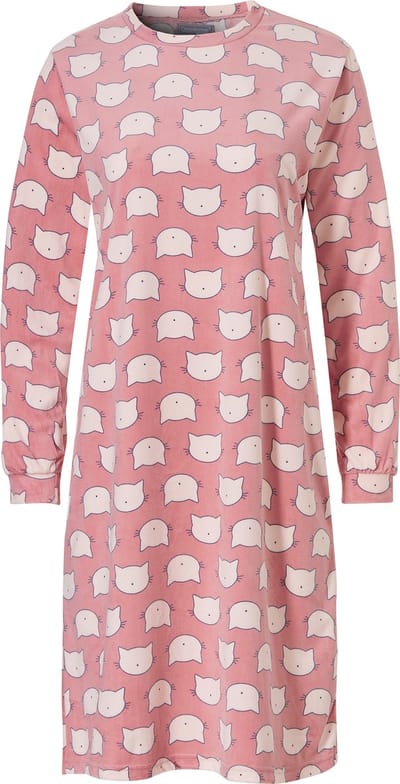 Cocodream Dames Velours Nachthemd Lange Mouw Roze - Maat S