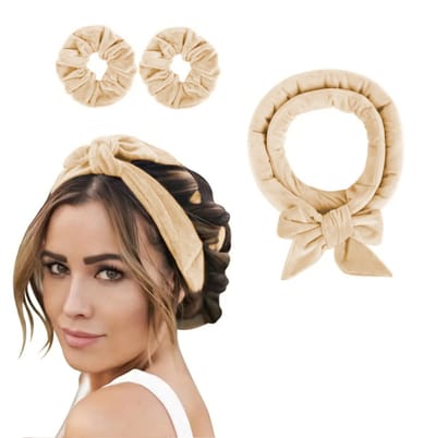 Delfts Roze - Heatless Curls - Krullen zonder hitte - 3-delige set - Beige