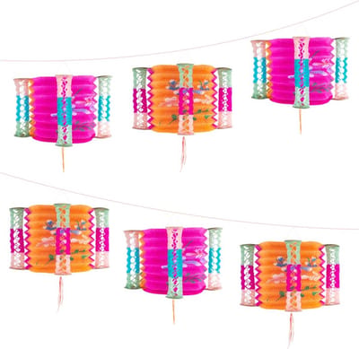 6x Chinese trek lampions lantaarn DELUXE - Assorti kleuren - 30x30x26cm