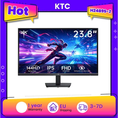 KTC H24B9S-2 144Hz gamingmonitor, 23,8 inch FHD IPS-scherm, 178 °   Brede kijkhoek, 113% sRGB, 16,7 miljoen kleuren, laag blauw licht, 280 cd/m², HDMI & VGA, VESA 75x75mm bevestiging, soepele gaming &