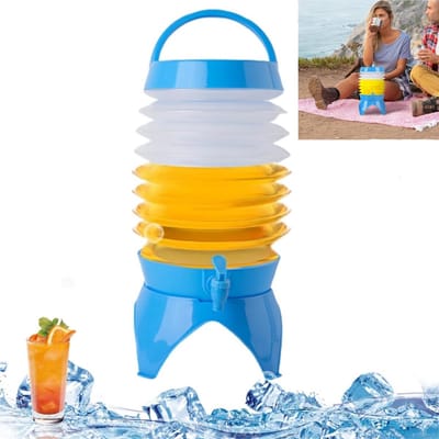1 stuk - Waterkoeler - Opvouwbare drankautomaat - Sapdispenser - Met kraan en standaard - Gemakkelijk mee te nemen - Gemakkelijk op te bergen - Blauw - 7,5L - Geschikt voor wandelen, reizen en picknicks