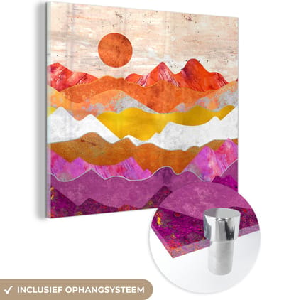 MuchoWow® Glasschilderij 50x50 cm - Schilderij acrylglas - Lesbian - Goud - Marmer - Foto op glas - Schilderijen
