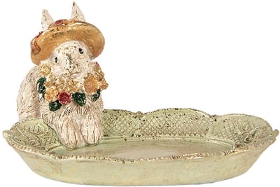 Clayre & Eef Decoratie schaal Konijn 14x12x8 cm Beige Kunststof