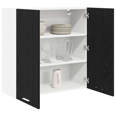 vidaXL - Hangkast - Zwart - Eiken - 80 - x - 31 - x - 80 - cm - Bewerkt - hout