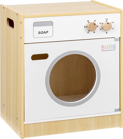 Houten Speelgoed Wasmachine - Educatief Speelgoed - Kinderen Leren Spelen - Realistisch Design - 29.5x40x47cm - Wasmachine