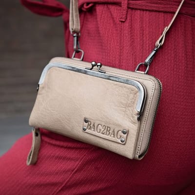 Bag2Bag Leren Klein Schoudertasje Dames Grant Grey