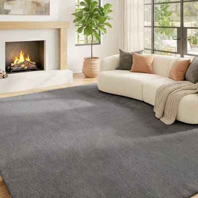 Woonkamerkleed, wasbaar, hoogpolig, zacht, antislip, TPR, lichtgrijs, modern kunstleren kleed, slaapkamerkleed, 230 x 160 cm, elegant en comfortabel