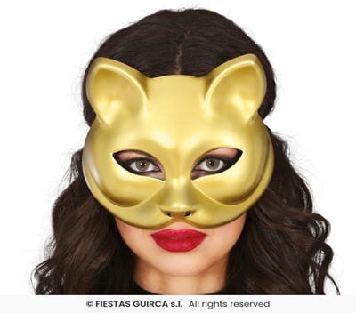 Masque pour les Yeux de Carnaval Chat Doré du Bonheur