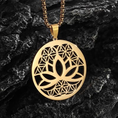 Hete Verkoop Meditatie Boeddha Yoga Hanger Ketting Roestvrij Staal Levensboom Ketting Sieraden Halsband Accessoires beige