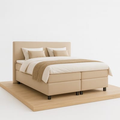 Boxspring DreamLux - 120x200 Compleet - Beige Glad - BalBedden