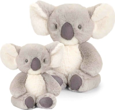 Keel Toys - Pluche knuffels koala familie - 2x stuks - 14 en 25 cm - grijs - knuffeldieren setje - cadeau