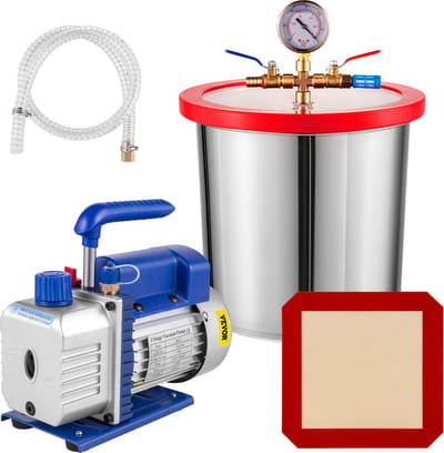 VEVOR Vacuum Pomp, 3CFM 1/4HP vacuümkamer met Pomp, 3Gal Vacuümkameruitrusting, HVAC Eentraps Koelmiddelvacuümpomp, 1720 omw/min Airconditioning Vacuümpomp Set, voor Airconditioning Voertuig Onderhoud