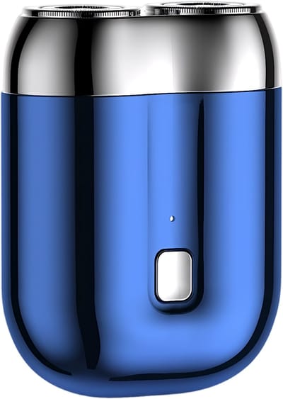 QTTVBTNA - Mini scheerapparaat - 2-Kop magnetisch Scheerapparaat - USB Oplaadbare - Lichtgewicht en Comfortabel - Draagbaar scheerapparaat voor mannen - 7 x 5.3 x 2.5cm - Blauw - 1 stuk