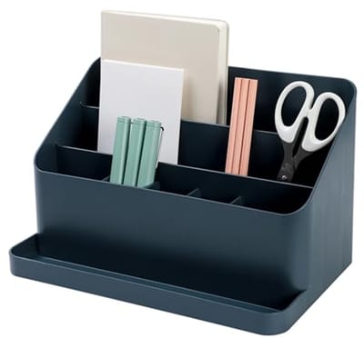 Bureau-organizer voor pennen en kantoorbenodigdheden – Duurzaam en stijlvol design in Pruisisch blauw