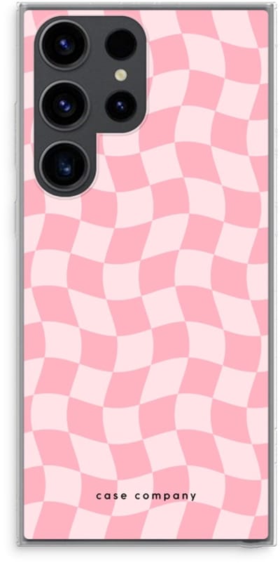 Case Company® - Hoesje geschikt voor Samsung Galaxy S23 Ultra hoesje - Grid Roos - Soft Cover Telefoonhoesje - Bescherming aan alle Kanten en Schermrand