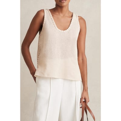 Reiss Crochet Craft Top Cream Size: 8 | Tanks &amp; Camis Outlet | Dames | Beige