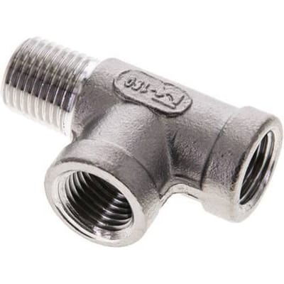 R 1/4'' x Rp 1/4'' M/F RVS T-stuk 16 Bar
