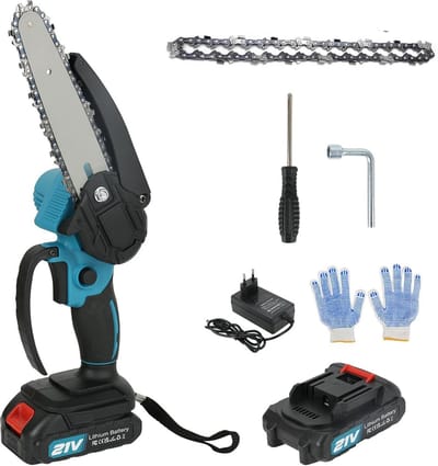 Mini Kettingzaag - Draadloze Snoeizaag - Tuinonderhoud Snoeien - Krachtige Koperen Motor - 6 Inch Zaagblad - Blauw